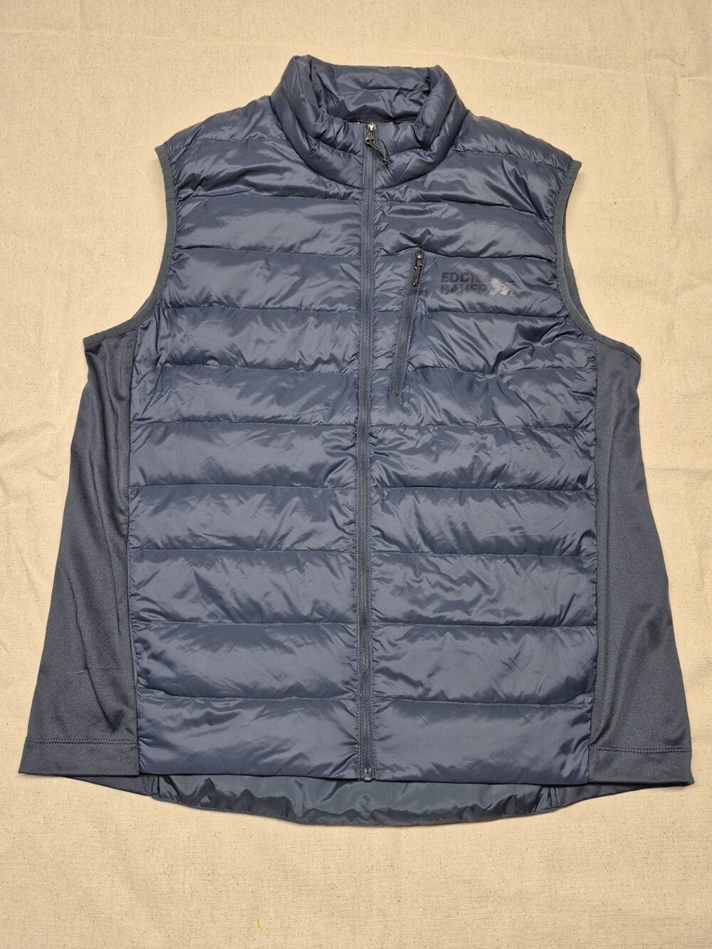 Eddie Bauer Vest Men's Large Blue Down 550 Insulated Puffer Full Zip Nylon Shell